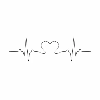 Tatouage cœur fine line : une ligne de pouls qui dessine un petit cœur en son milieu