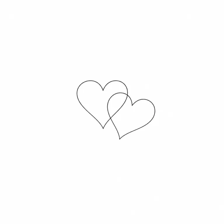 Tatouage de deux cœurs fine line entrelacés, l'un légèrement penché