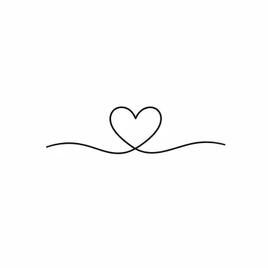 Tatouage cœur minimaliste tracé d'une seule ligne continue qui dépasse de chaque côté