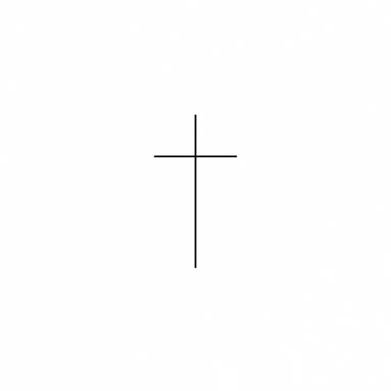Tatouage croix minimaliste : une toute petite croix faite de deux traits fins