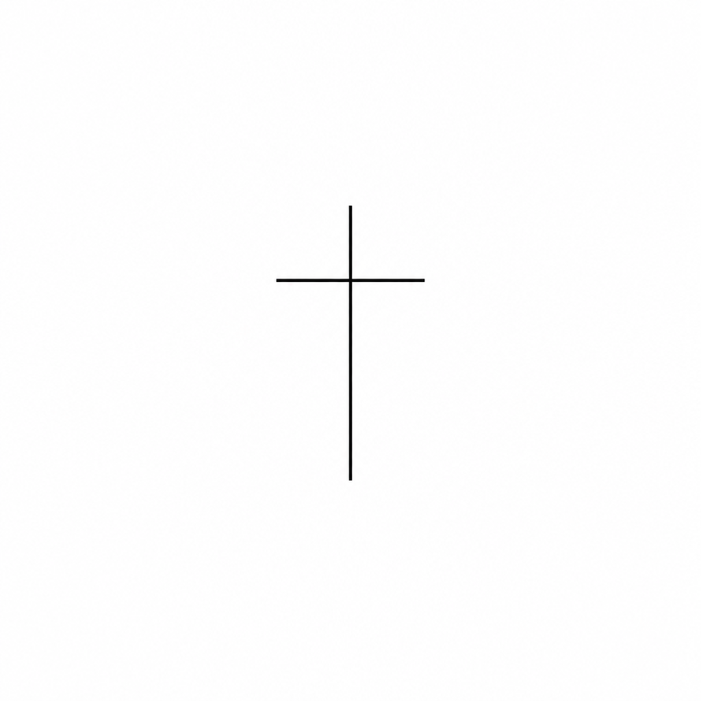 Tatouage croix minimaliste : une toute petite croix faite de deux traits fins