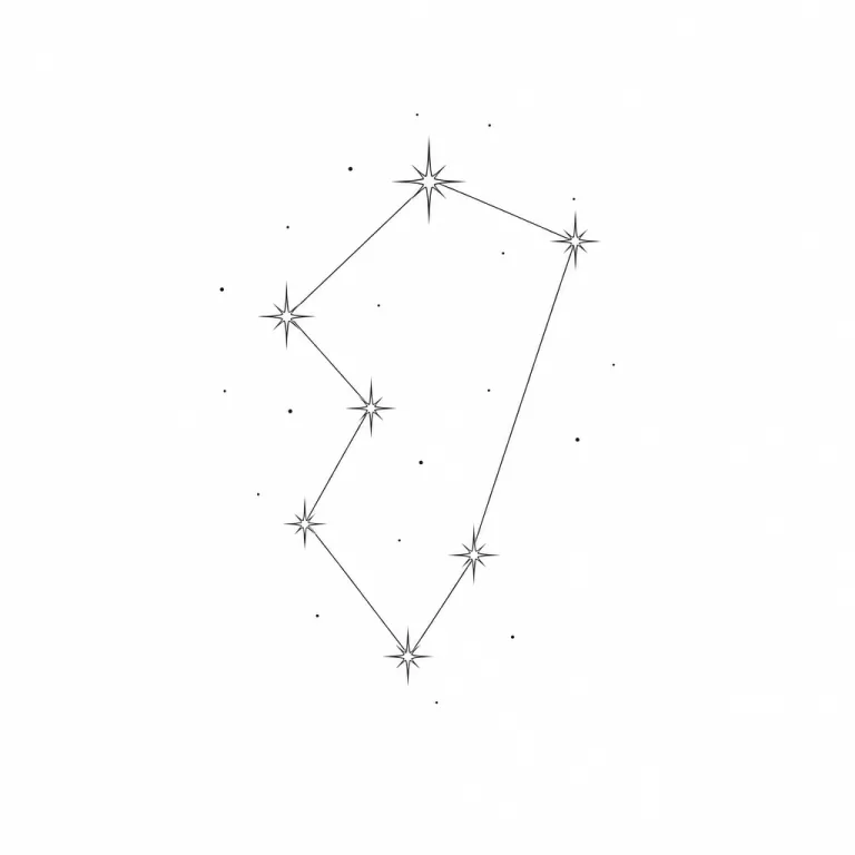 Tatouage de sept étoiles fine line reliées par des lignes droites, comme une petite constellation