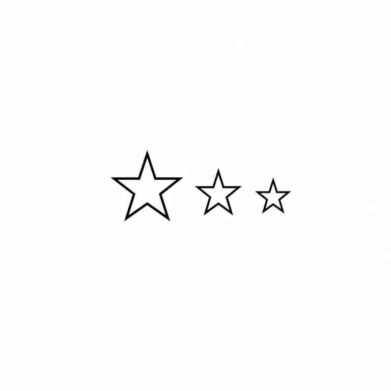 Tatouage de trois petites étoiles minimalistes en contour, de taille décroissante, alignées