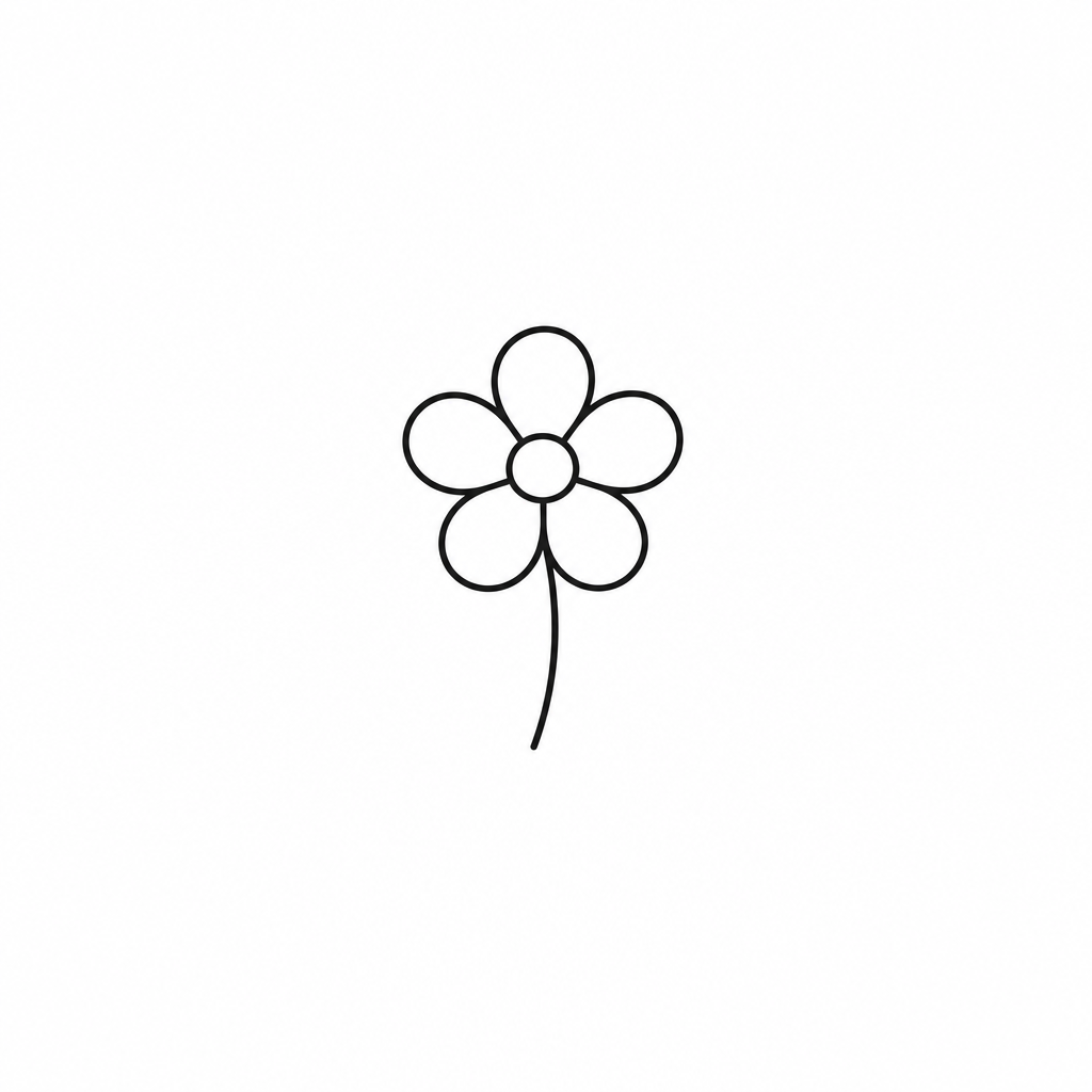 Tatouage fleur minimaliste : une petite marguerite à cinq pétales tracée en quelques traits