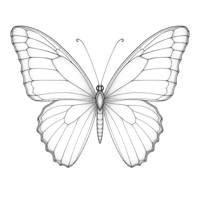 Tatouage papillon fine line vu de dessus, ailes ouvertes aux nervures délicates