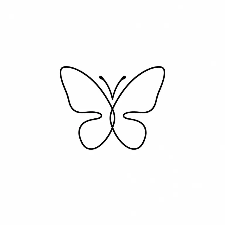 Tatouage papillon minimaliste tracé d'un seul contour continu