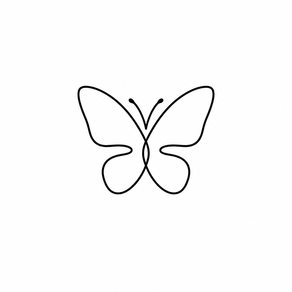 Tatouage papillon minimaliste tracé d'un seul contour continu