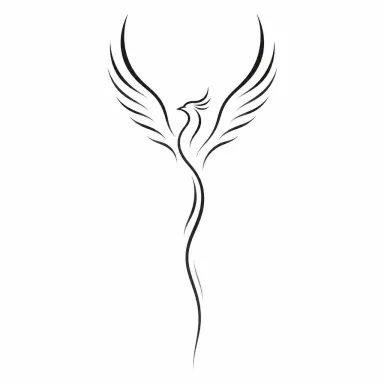Tatouage phénix minimaliste en quelques lignes, ailes en V et queue en un seul trait