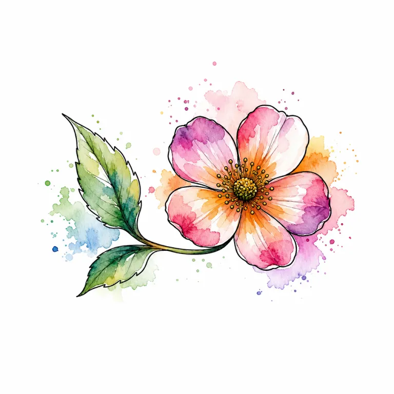 Tatouage fleur, style aquarelle
