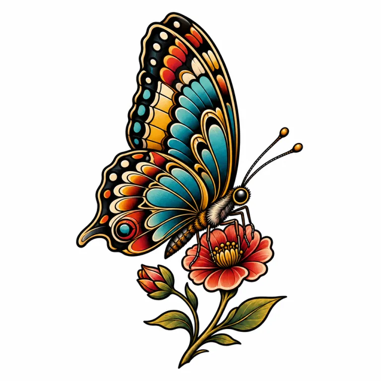 Tatouage papillon, style néo-traditionnel