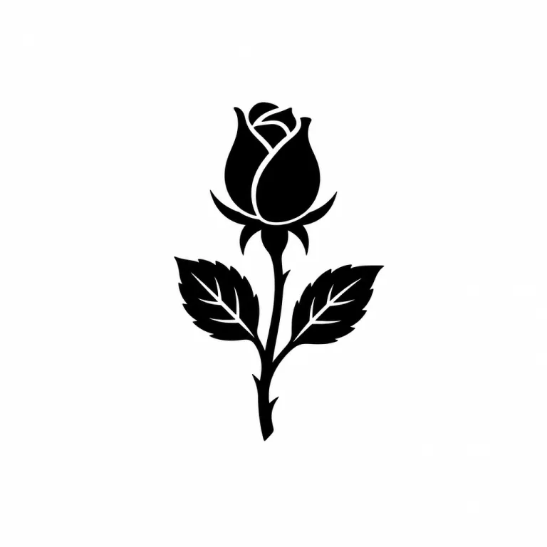 Tatouage rose, style blackwork